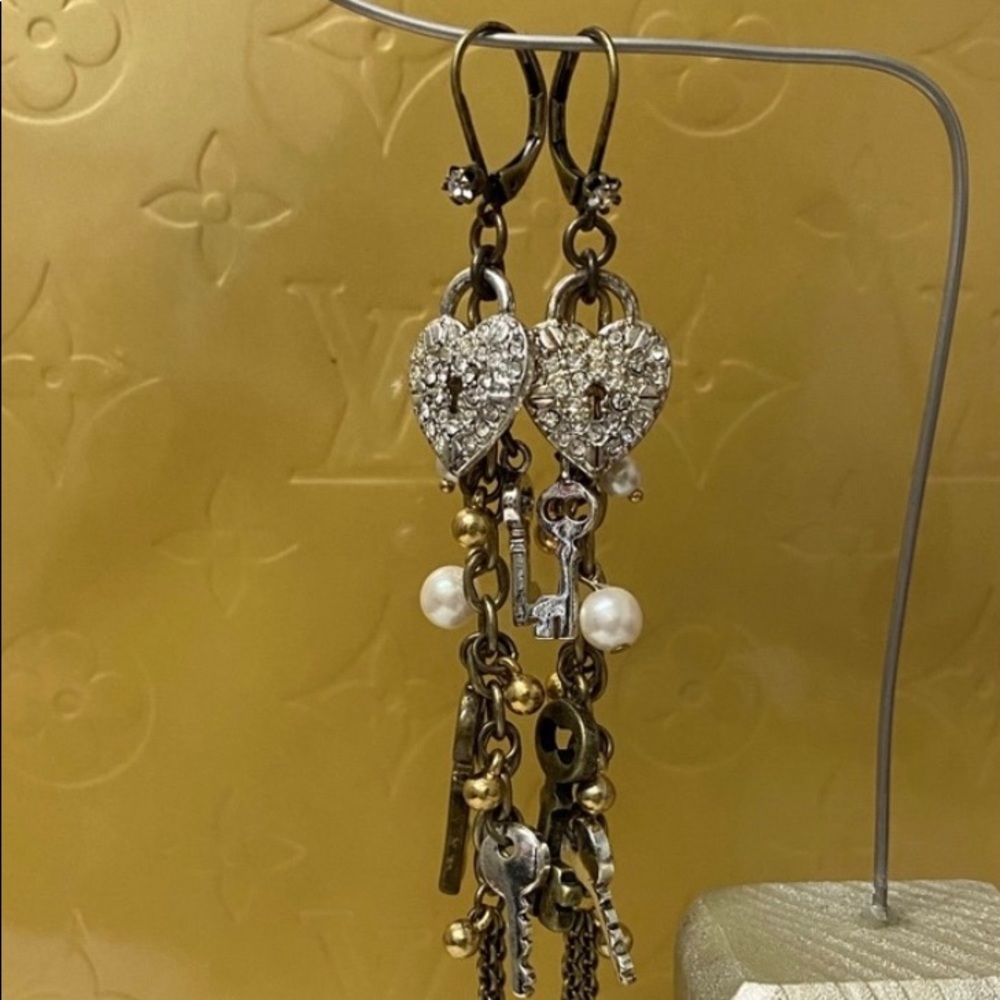 Betsy Johnson Earrings Lock & Key Chandelier